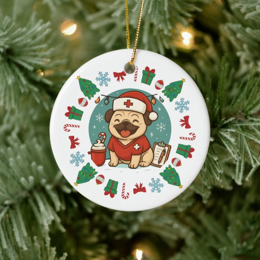 Personalized Dog Nurse Christmas Cute Holiday Pet セラミックオーナメント (ツリー)