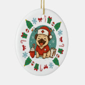 Personalized Dog Nurse Christmas Cute Holiday Pet セラミックオーナメント (右)