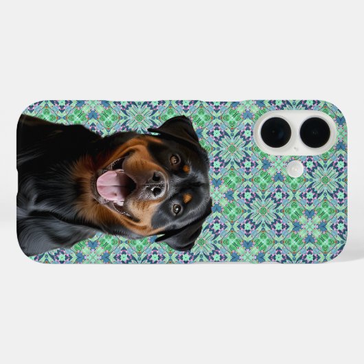 Personalized Dog Pet Photo Green Mandala Pattern Case-Mate iPhoneケース (裏面 (横))