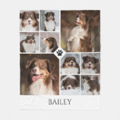 Personalized Dog Photo Collage Paw Print Name フリースブランケット (正面)