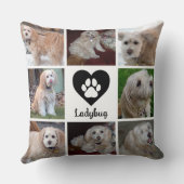 Personalized Dog Photo Collage with Custom Name クッション (裏面)