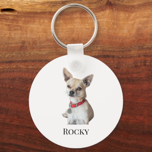 Personalized Dog Photo | Custom Pet Name キーホルダー (裏面)
