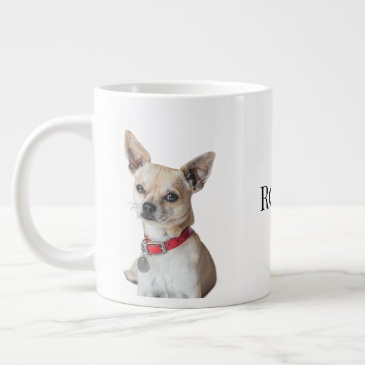 Personalized Dog Photo | Custom Pet Name  ジャンボコーヒーマグカップ (左)