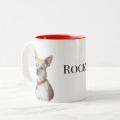 Personalized Dog Photo | Custom Pet Name  ツートーンマグカップ (正面左)
