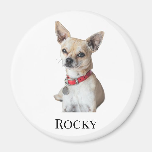 Personalized Dog Photo | Custom Pet Name マグネット (正面)