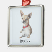 Personalized Dog Photo | Custom Pet Name  メタルオーナメント (左)
