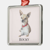 Personalized Dog Photo | Custom Pet Name  メタルオーナメント (左)