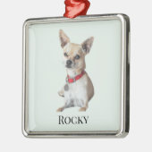 Personalized Dog Photo | Custom Pet Name  メタルオーナメント (左)