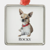 Personalized Dog Photo | Custom Pet Name  メタルオーナメント (正面)