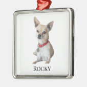 Personalized Dog Photo | Custom Pet Name  メタルオーナメント (左)