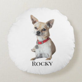Personalized Dog Photo | Custom Pet Name  ラウンドクッション