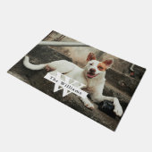 Personalized Dog Photo Family name ドアマット (アングル)