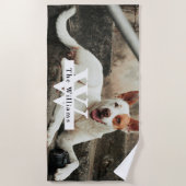 Personalized Dog Photo Family name ビーチタオル (正面)