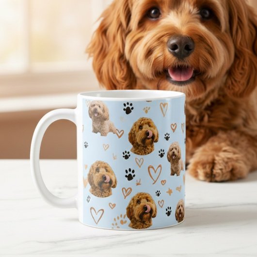 Personalized Dog Photo Light Blue Custom Pet コーヒーマグカップ