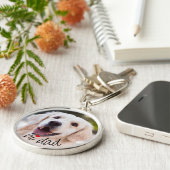 Personalized Dog Photo Love Heart Hi Dad Text キーホルダー (側面)