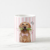 Personalized Dog Photo Mug with Flowers  コーヒーマグカップ (中央)