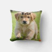 Personalized Dog Photo Pillow With Custom Name クッション (正面)