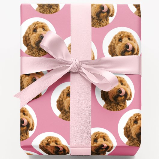 Personalized Dog Photo Pink  ラッピングペーパー
