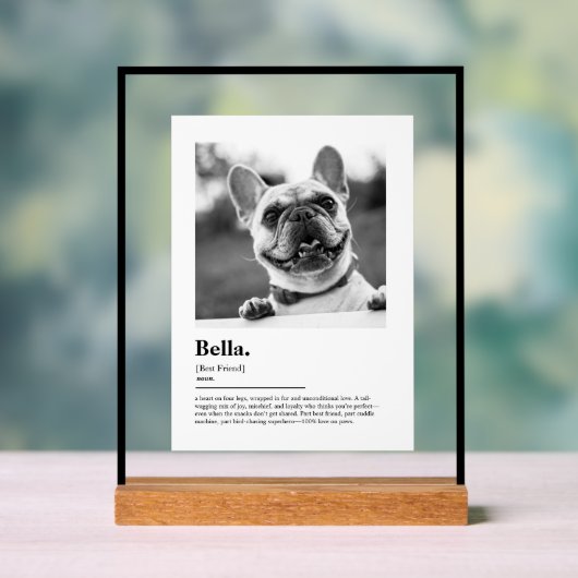 Personalized Dog Photo Print Dictionary Definition アクリルサイン (ニュートラル)