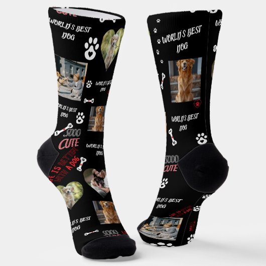 Personalized Dog Photo Socks - Custom Name ソックス (傾斜あり)
