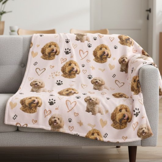 Personalized Dog Photo Valentine Blanket – Custom  フリースブランケット