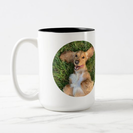 Personalized Dog Photo with Text | Custom Gift ツートーンマグカップ (左)