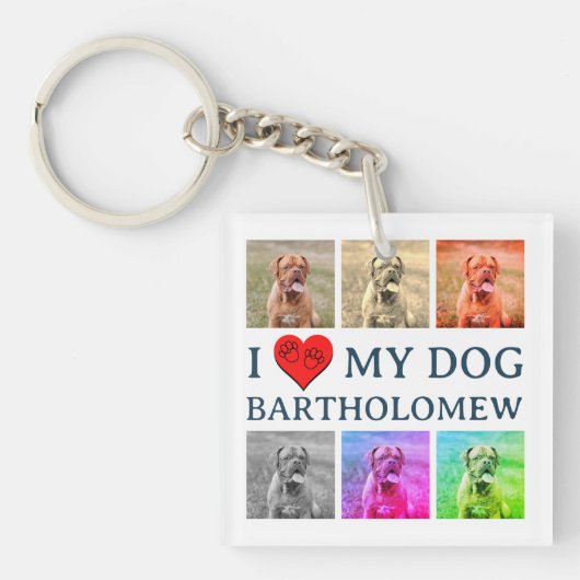 Personalized Dog Pop Art Pet Lover Gift キーホルダー (正面)