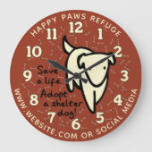 Personalized Dog Shelter Wall Clock ラージ壁時計 (正面)