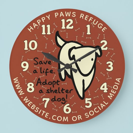Personalized Dog Shelter Wall Clock ラージ壁時計