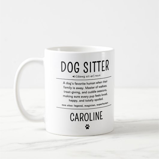 Personalized Dog Sitter Pet Sitter Funny Gifts コーヒーマグカップ (左)