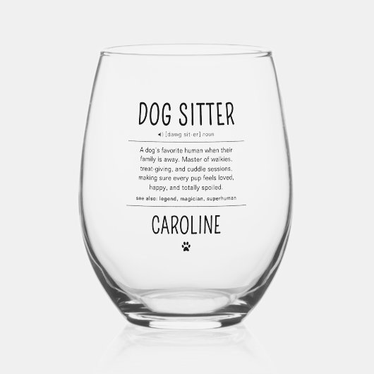 Personalized Dog Sitter Pet Sitter Funny Gifts ステムなしワイングラス (正面)