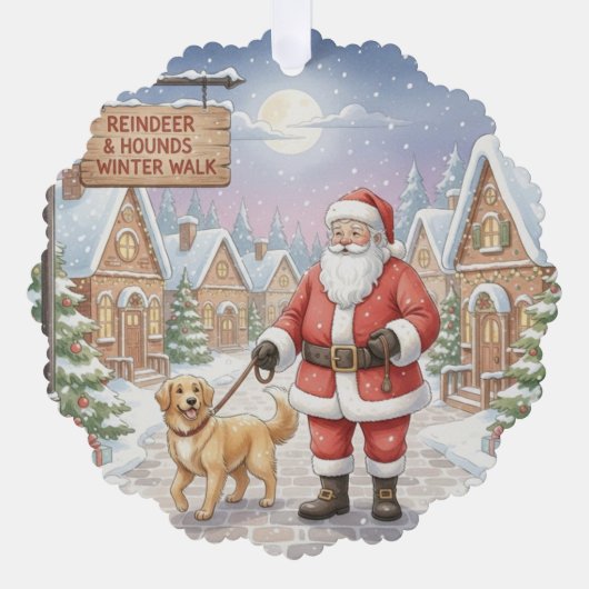 Personalized Dog Walker at Christmas Business Card オーナメントカード (正面)