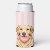 Personalized Dog with Heart Happy Valentine's Day スリム缶クーラー (Seltzer正面)