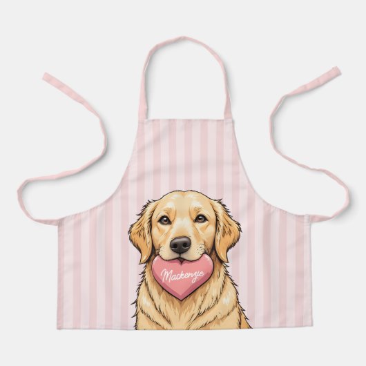 Personalized Dog with Pink Heart エプロン (正面)