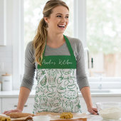 Personalized Dolce Vita Food Pattern Green エプロン