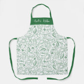 Personalized Dolce Vita Food Pattern Green エプロン (正面)