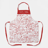 Personalized Dolce Vita Food Pattern Red エプロン (正面)