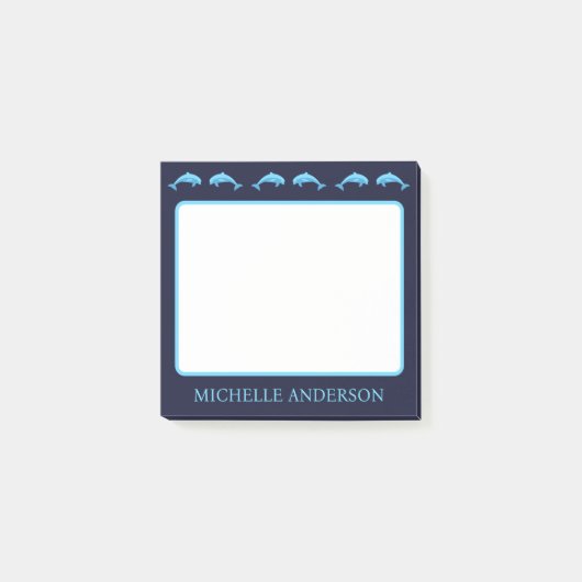 Personalized Dolphins Notes with Name ポストイット (正面)