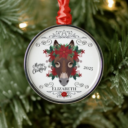 Personalized Donkey Christmas Ornament Keepsake メタルオーナメント (ツリー)
