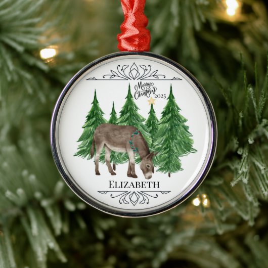 Personalized Donkey Christmas Ornament Keepsake メタルオーナメント (ツリー)