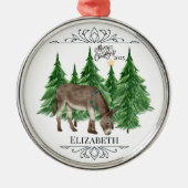 Personalized Donkey Christmas Ornament Keepsake メタルオーナメント (正面)