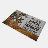 Personalized Donkey Couple Old Jack Lovely Jenny  ドアマット (アングル)