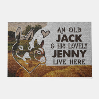 Personalized Donkey Couple Old Jack Lovely Jenny ドアマット