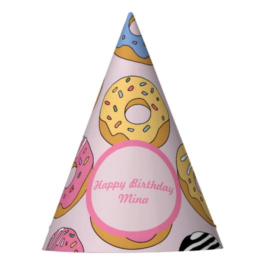 Personalized Donut-Themed Birthday Cone パーティーハット (正面)