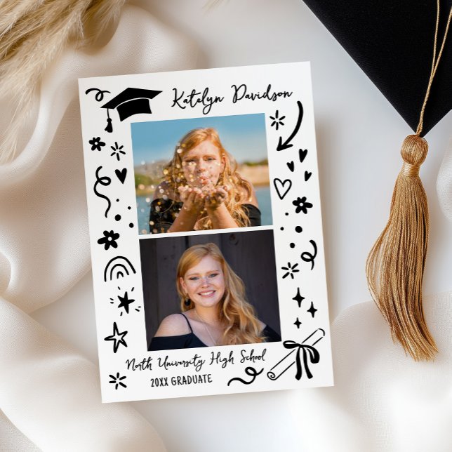 Personalized Doodle Graduation Photo Announcement (クリエイターアップロード済み)