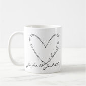 Personalized doodle heart wedding  コーヒーマグカップ (左)