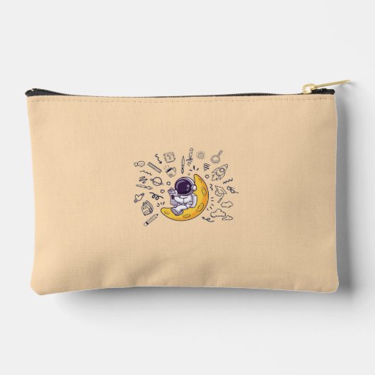 Personalized Doodle Space Planets Back to School アクセサリーポーチ (裏面)