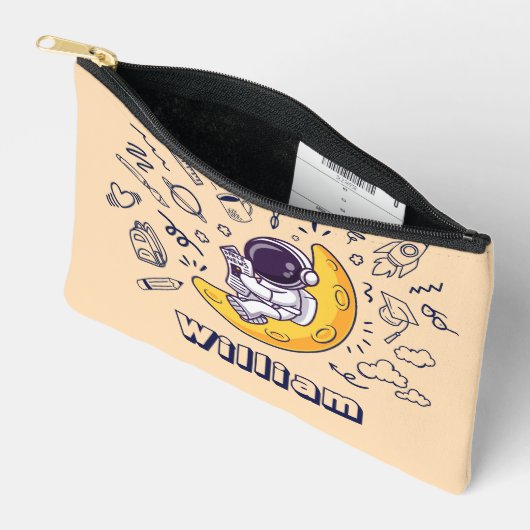 Personalized Doodle Space Planets Back to School アクセサリーポーチ (見開き)