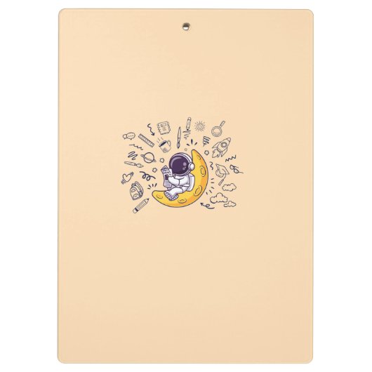 Personalized Doodle Space Planets Back to School クリップボード (裏面)