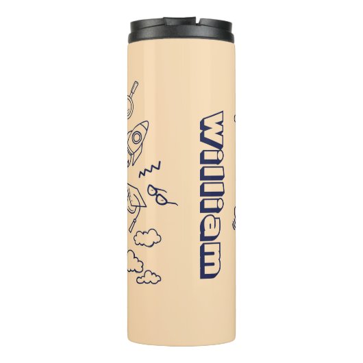 Personalized Doodle Space Planets Back to School タンブラー (裏面)